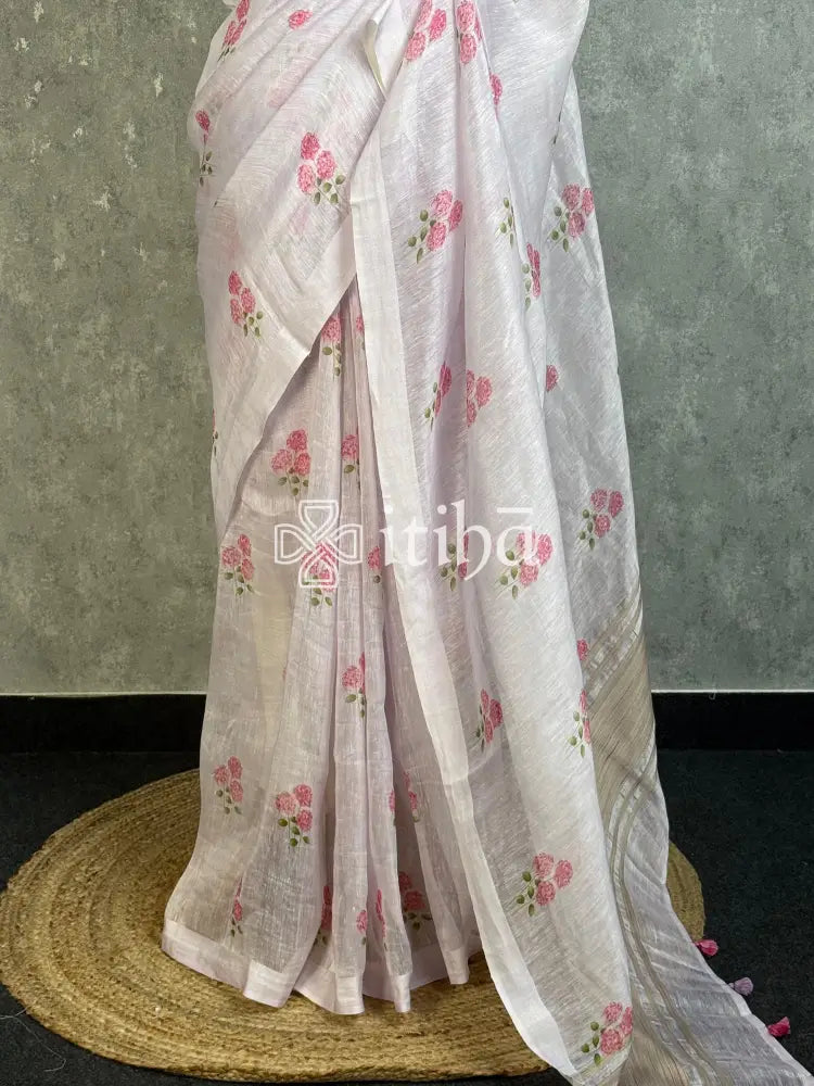 LINEN PRINTED SAREE