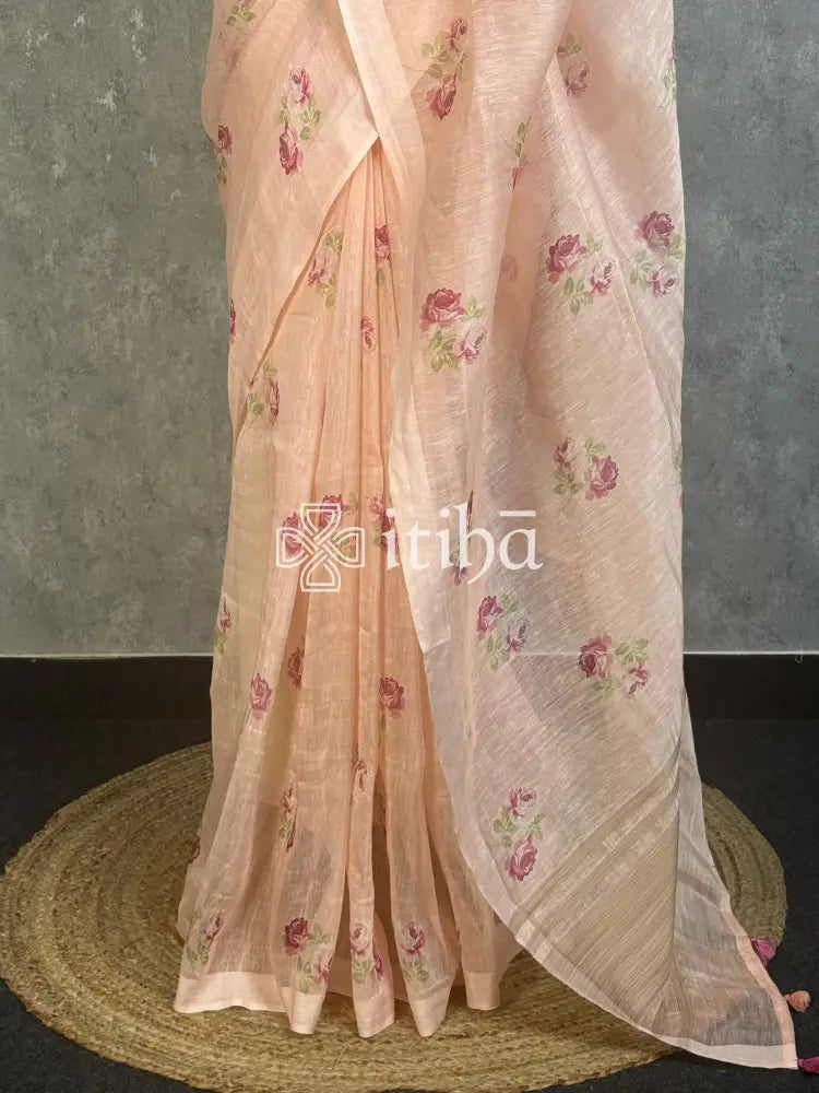 LINEN PRINTED SAREE