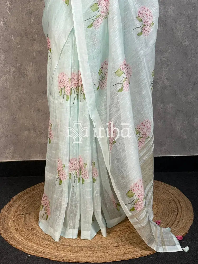 LINEN PRINTED SAREE