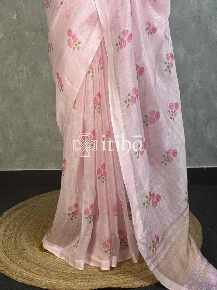 LINEN PRINTED SAREE
