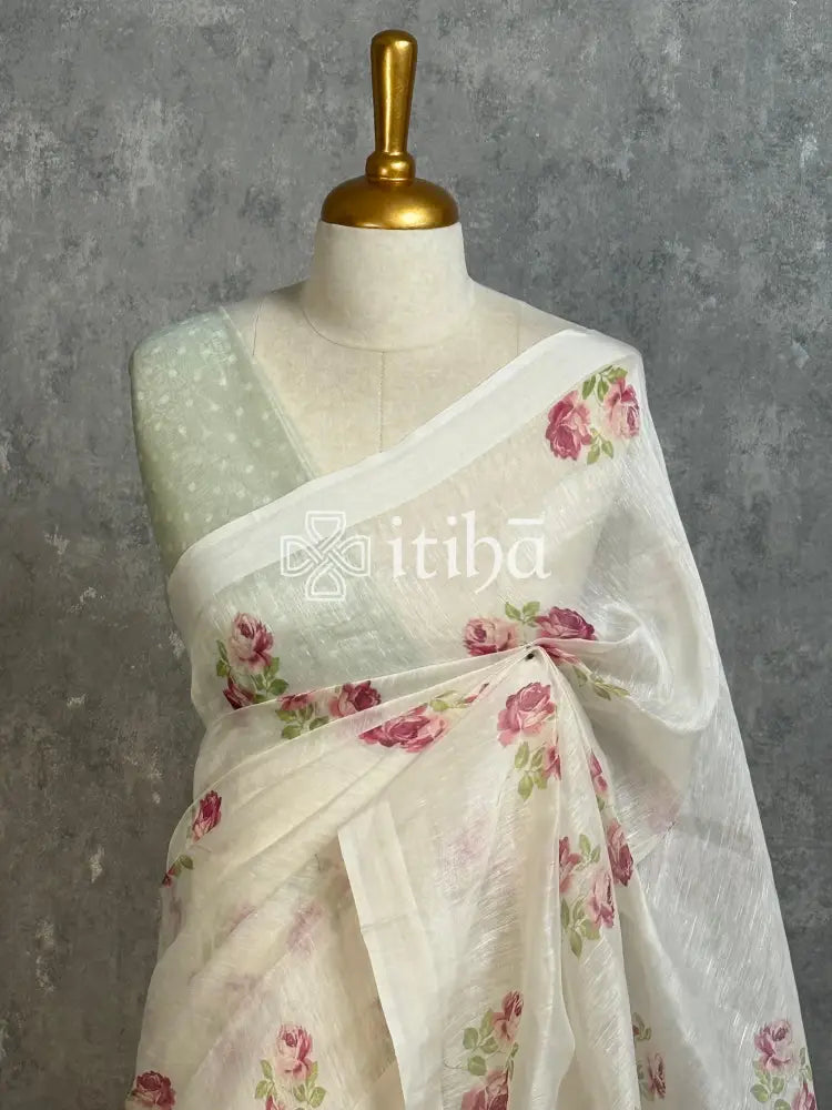 LINEN PRINTED SAREE