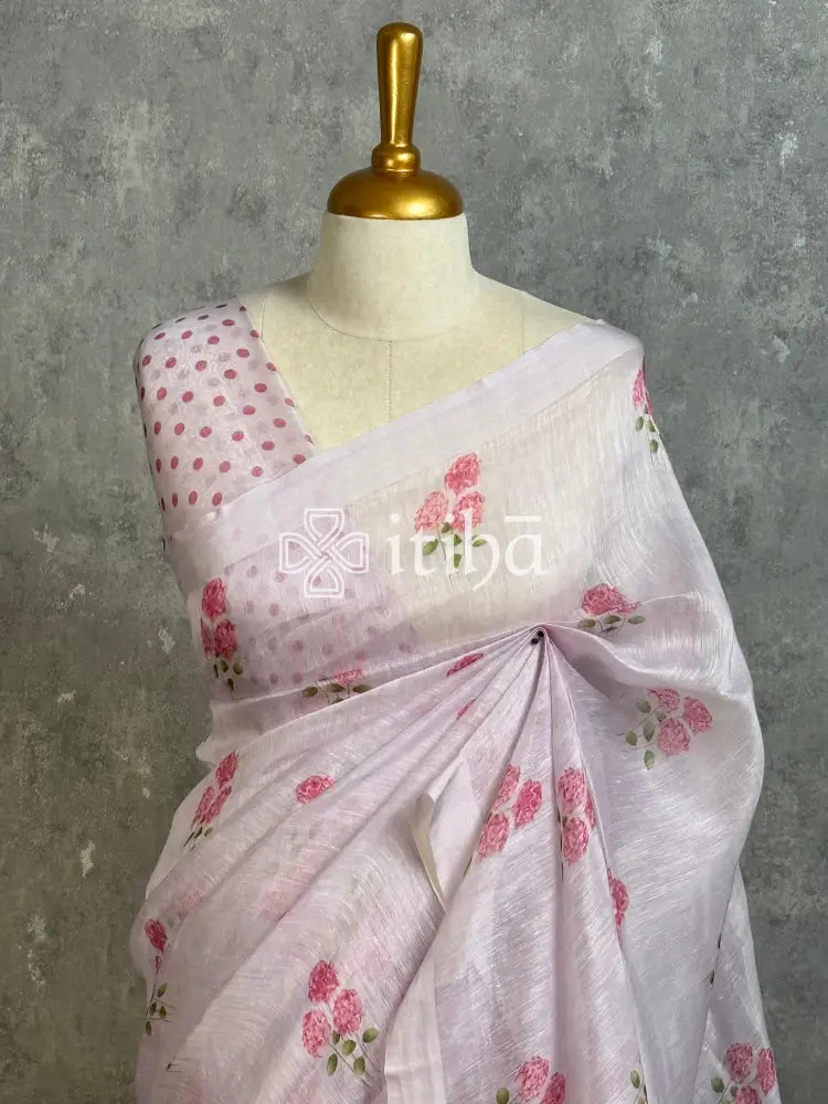 LINEN PRINTED SAREE