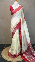 LINEN RED BORDER SAREE