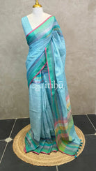 LINEN SAREE - LIGHT BLUE