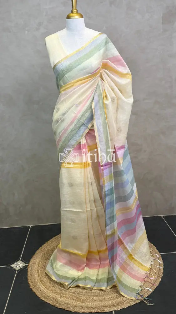 LINEN SAREE - LIGHT YELLOW