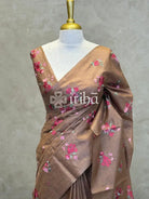 LINEN TUSSAR SILK EMBROIDERY SAREE