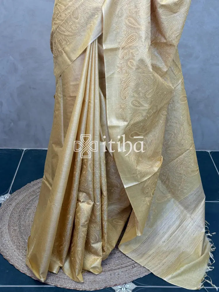 LINEN TUSSAR SILK EMBROIDERY SAREE