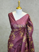 LINEN TUSSAR SILK EMBROIDERY SAREE