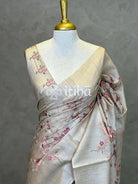 LINEN TUSSAR SILK EMBROIDERY SAREE