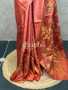 LINEN TUSSAR SILK EMBROIDERY SAREE