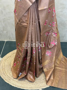 LINEN TUSSAR SILK EMBROIDERY SAREE