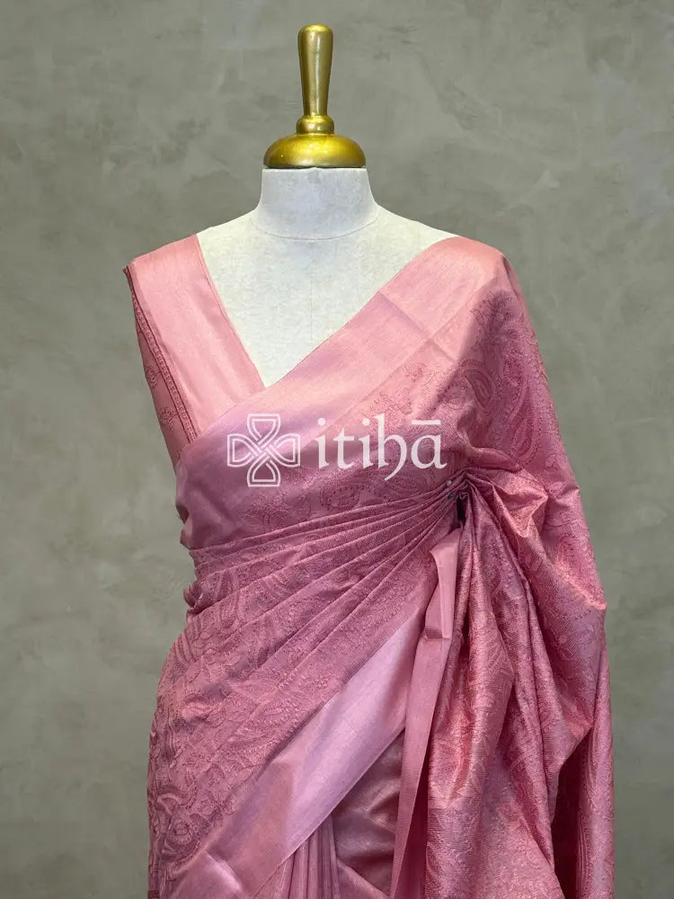LINEN TUSSAR SILK EMBROIDERY SAREE