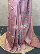 LINEN TUSSAR SILK EMBROIDERY SAREE