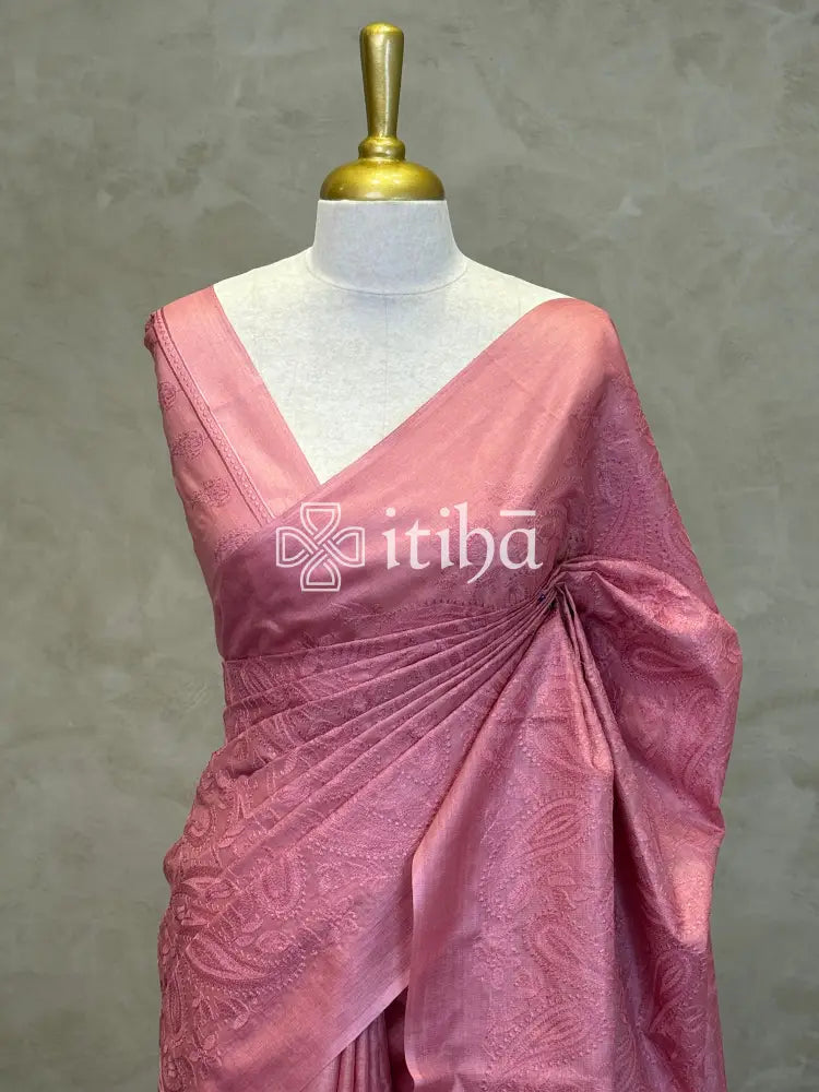 LINEN TUSSAR SILK EMBROIDERY SAREE
