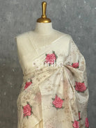 LINEN TUSSAR SILK EMBROIDERY SAREE