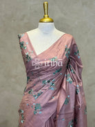 LINEN TUSSAR SILK EMBROIDERY SAREE