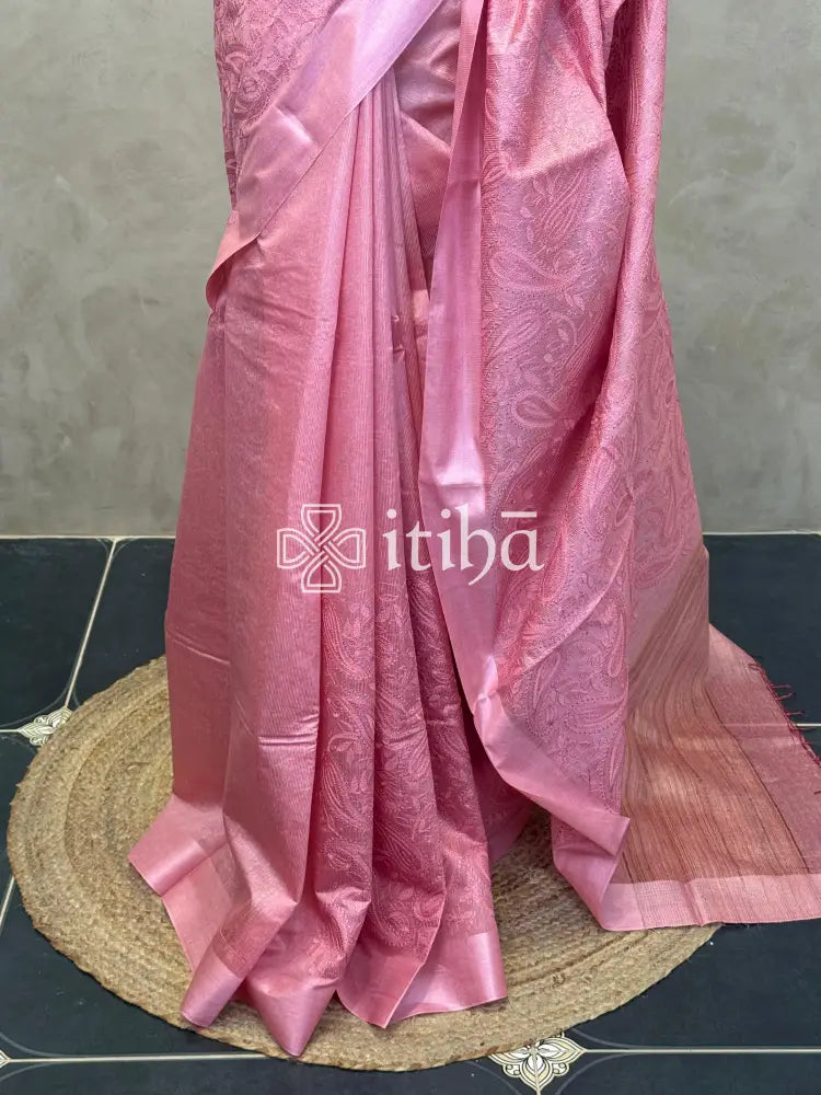 LINEN TUSSAR SILK EMBROIDERY SAREE