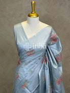 LINEN TUSSAR SILK EMBROIDERY SAREE