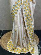 LINEN TUSSAR SILK EMBROIDERY SAREE