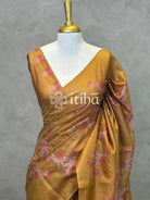 LINEN TUSSAR SILK EMBROIDERY SAREE
