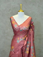 LINEN TUSSAR SILK EMBROIDERY SAREE