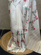 LINEN TUSSAR SILK EMBROIDERY SAREE