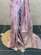 LINEN TUSSAR SILK EMBROIDERY SAREE