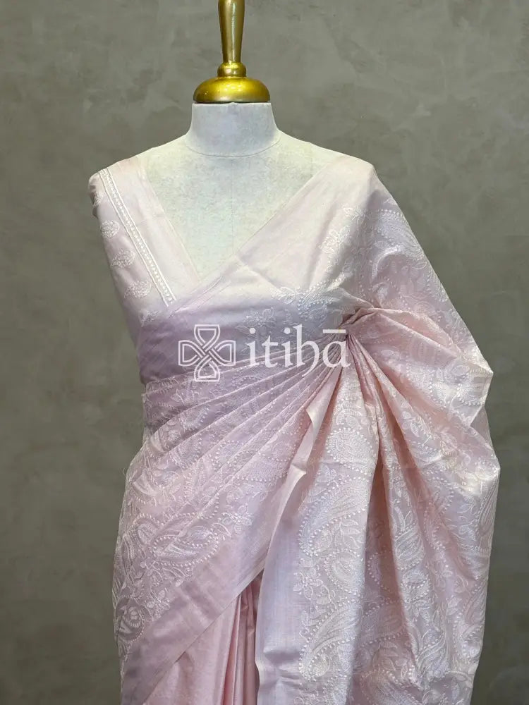 LINEN TUSSAR SILK EMBROIDERY SAREE