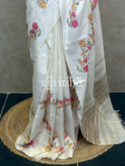 LINEN TUSSAR SILK EMBROIDERY SAREE