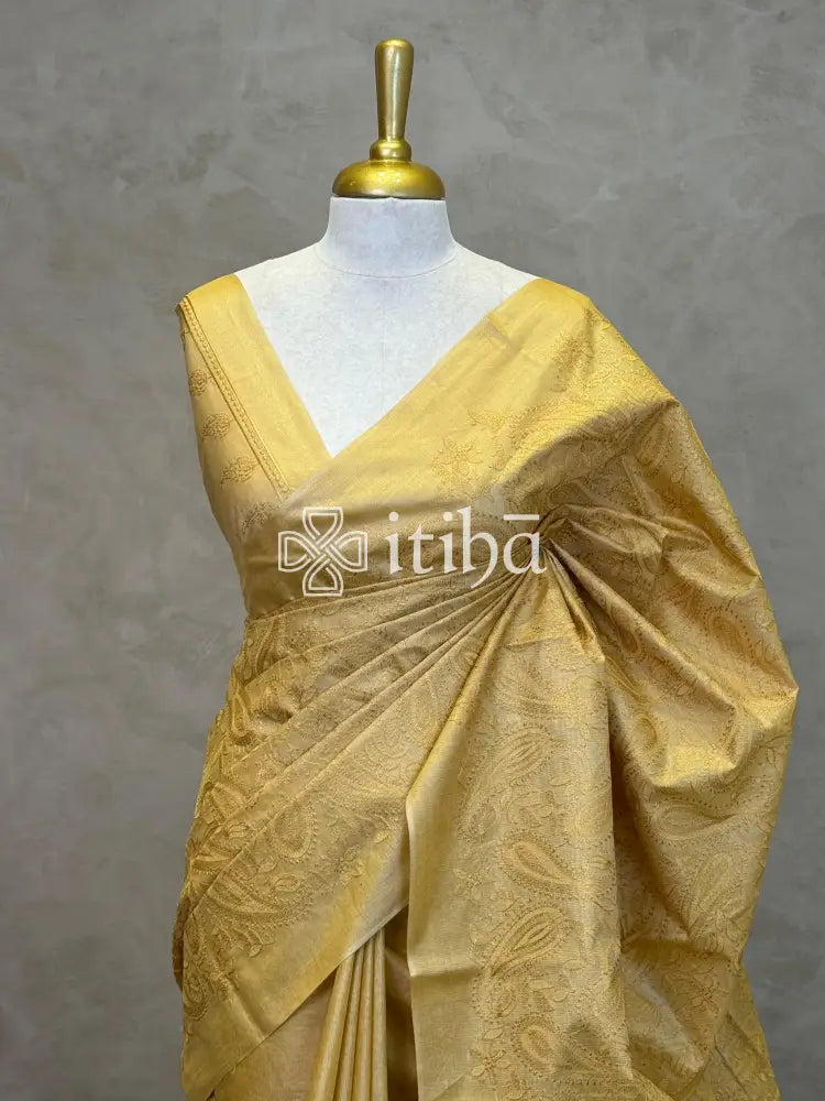LINEN TUSSAR SILK EMBROIDERY SAREE