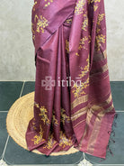 LINEN TUSSAR SILK EMBROIDERY SAREE