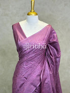 LINEN TUSSAR SILK EMBROIDERY SAREE - DUSTY PURPLE