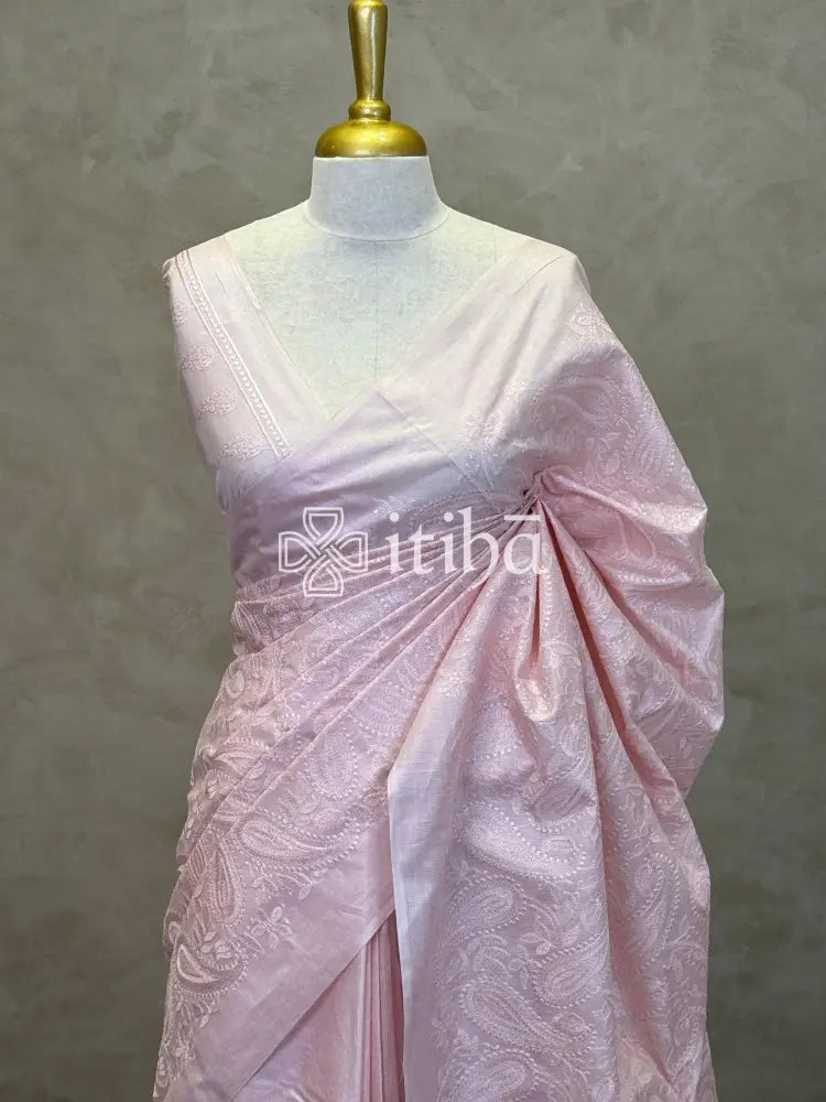 LINEN TUSSAR SILK EMBROIDERY SAREE