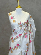 LINEN TUSSAR SILK EMBROIDERY SAREE