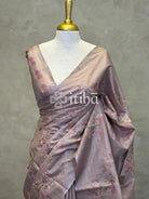 LINEN TUSSAR SILK EMBROIDERY SAREE