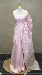 LINEN TUSSAR SILK EMBROIDERY SAREE - BLUSH PINK