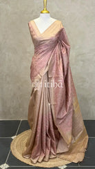 LINEN TUSSAR SILK EMBROIDERY SAREE - DUSTY BROWN