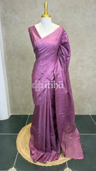 LINEN TUSSAR SILK EMBROIDERY SAREE - DUSTY PURPLE