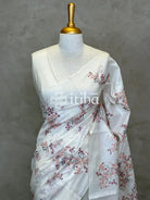 LINEN TUSSAR SILK EMBROIDERY SAREE - OFF WHITE