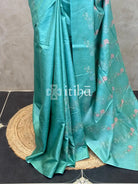 LINEN TUSSAR SILK EMBROIDERY SAREE - PASTEL GREEN