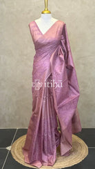 LINEN TUSSAR SILK EMBROIDERY SAREE - PASTEL LAVENDER