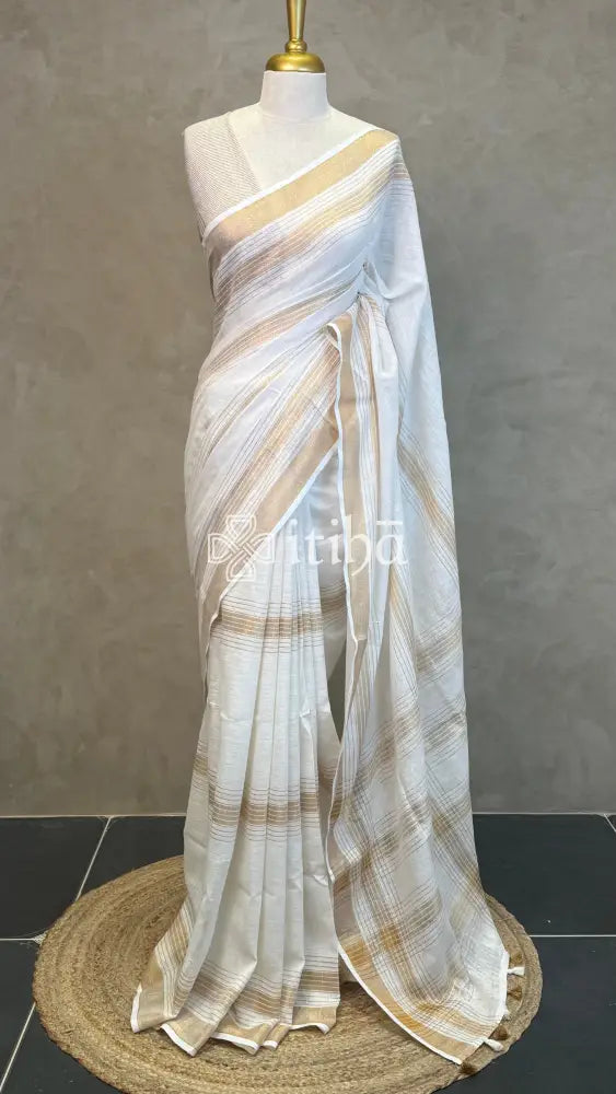 LINEN ZARI STRIPES SAREE