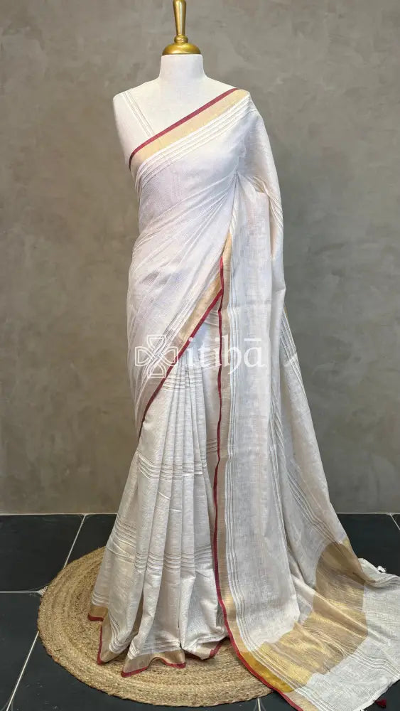 LINEN ZARI STRIPES SAREE