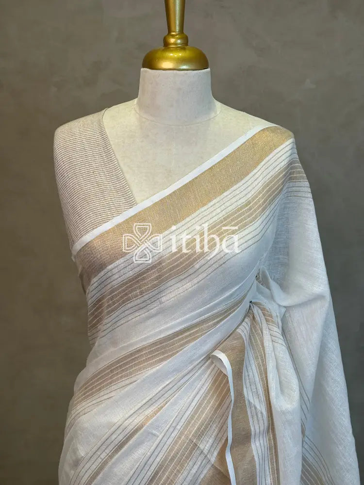 LINEN ZARI STRIPES SAREE