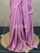 MUL CHANDERI CHIKANKARI EMBROIDERY SAREE