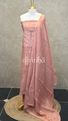 MUL CHANDERI CHIKANKARI SALWAR SET - BLUSH PEACH