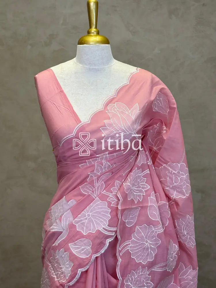 MUL CHANDERI EMBROIDERY SAREE