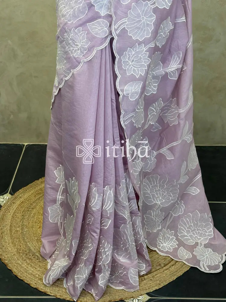 MUL CHANDERI EMBROIDERY SAREE