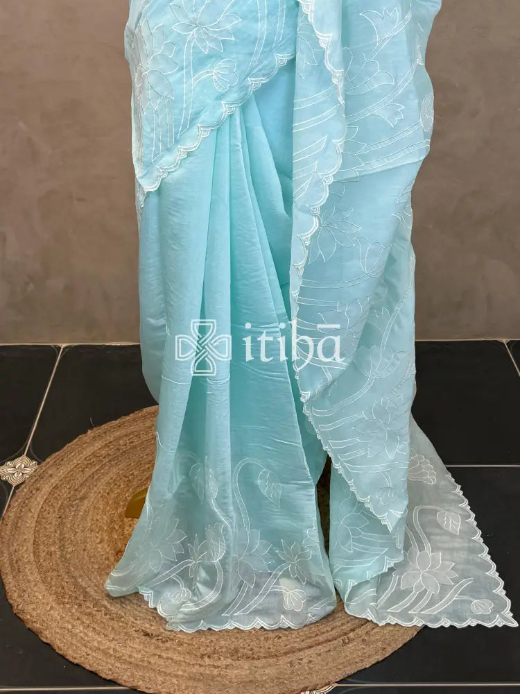 MUL CHANDERI EMBROIDERY SAREE