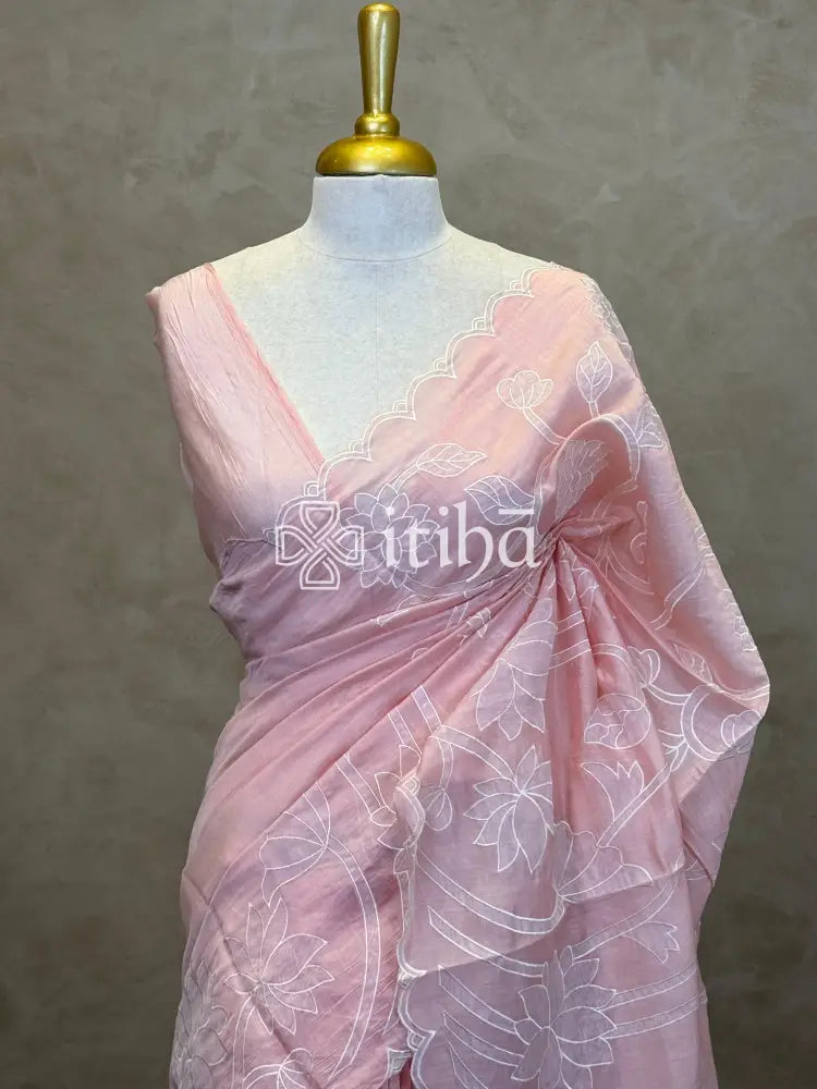 MUL CHANDERI EMBROIDERY SAREE